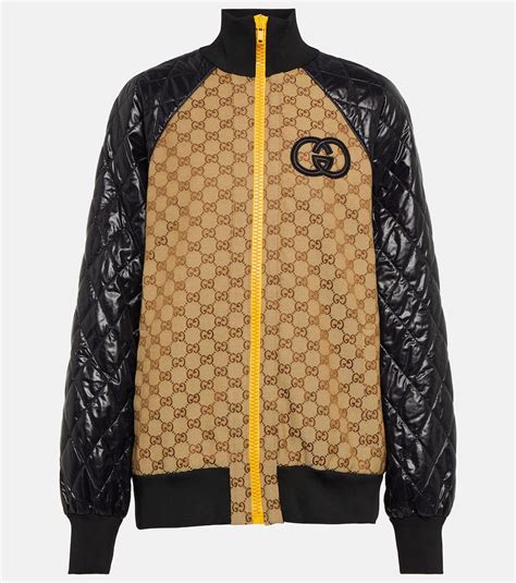 GG nylon jacket in beige and ebony 